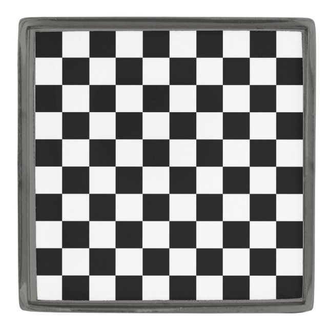 Checker Flag Gunmetal Finish Lapel Pin (Front)