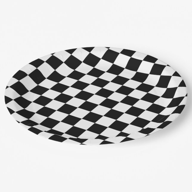Checker  Flag Paper Plates (Angled)