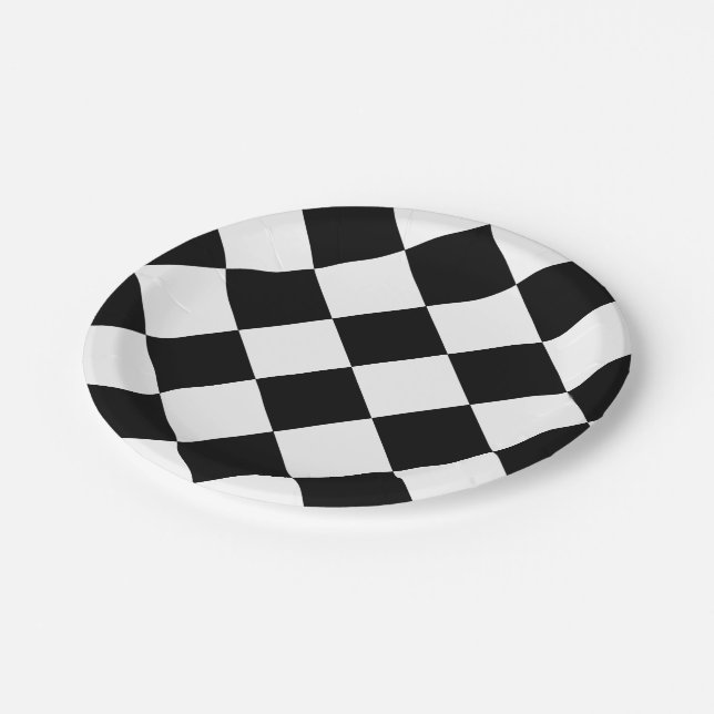 Checker Flag Racing Design Paper Plates (Angled)