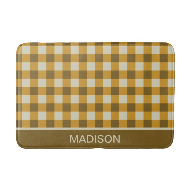 Checker Gingham Personalized Pattern Bath Mat (Front)