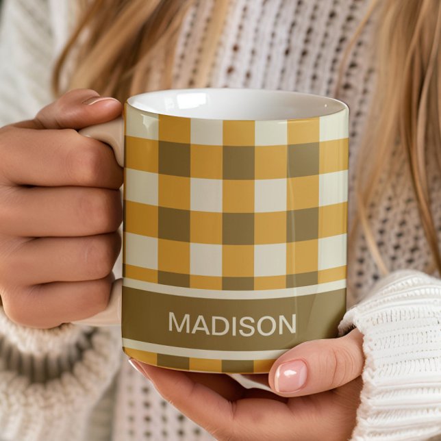 Checker Gingham Personalized Pattern Coffee Mug (Creator Uploaded)