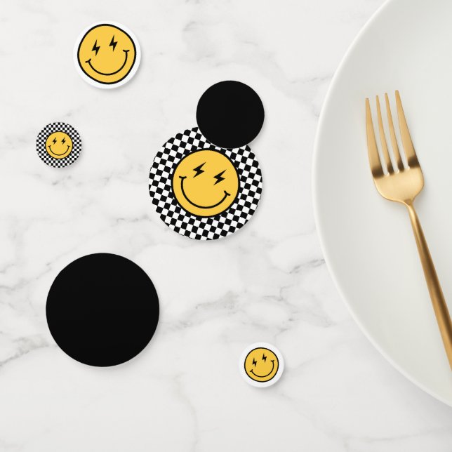 Checker Happy Face Birthday Confetti (Group)