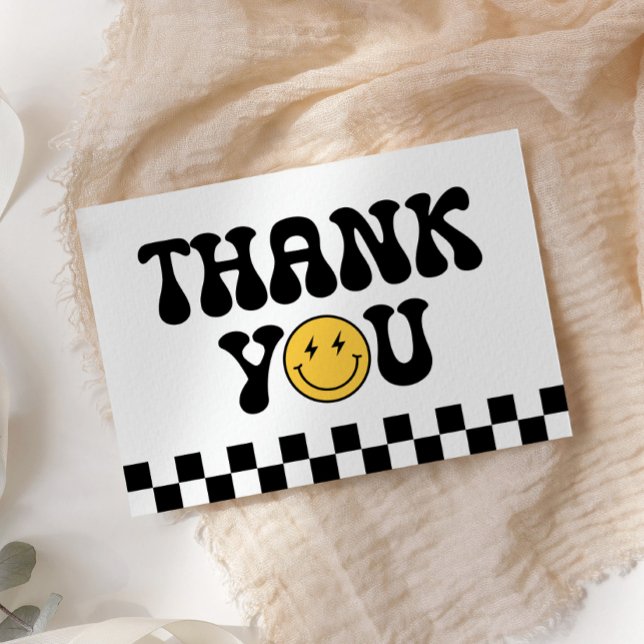 Checker Happy Face Birthday Thank You Card (Creator Uploaded)