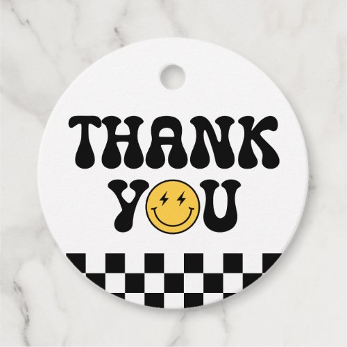 Checker Happy Face Birthday Thank You Favor Tags