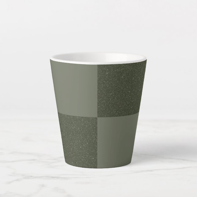 Checker Moss Green Latte Mug – Customizable (Front)