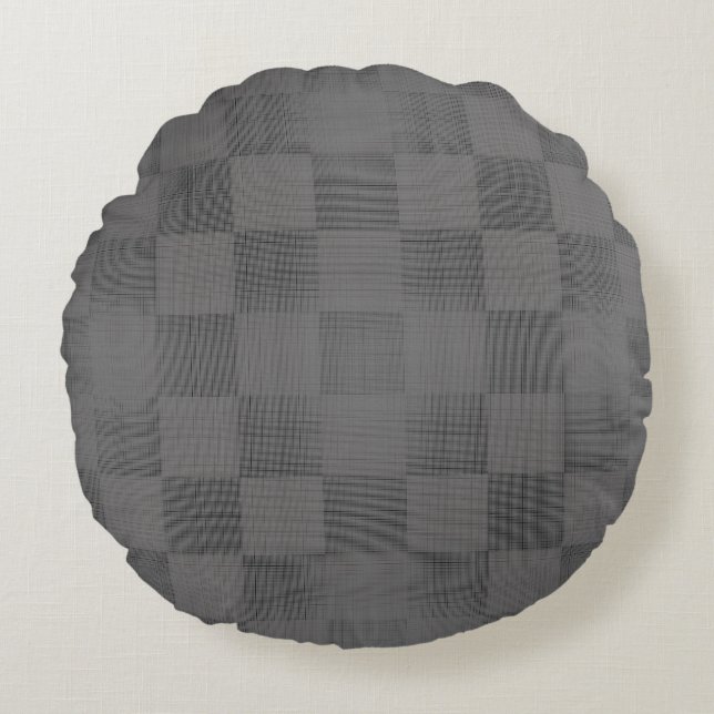 Checker Pattern 04x4w DGrey BG Round Pillow (Front)