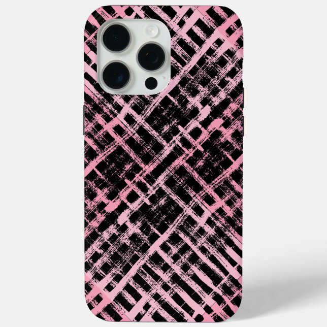 Checker Pattern -06P.Pink Black BG Case-Mate iPhone Case (Back)