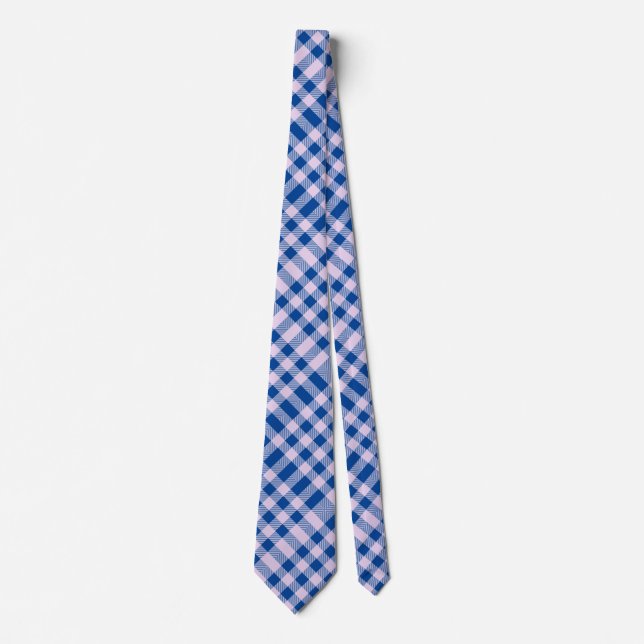 Checker pattern 08 Blue BG Neck Tie (Front)