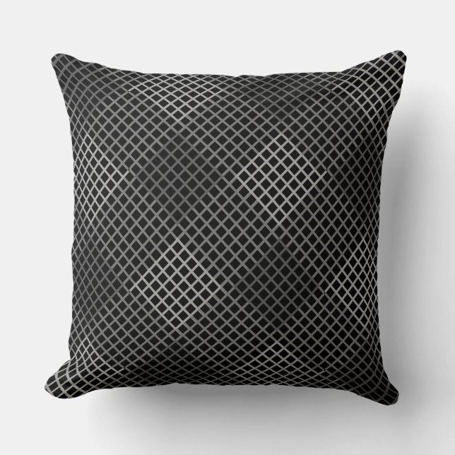 Checker pattern Diagonal 2tn.b Black BG Throw Pillow (Front)