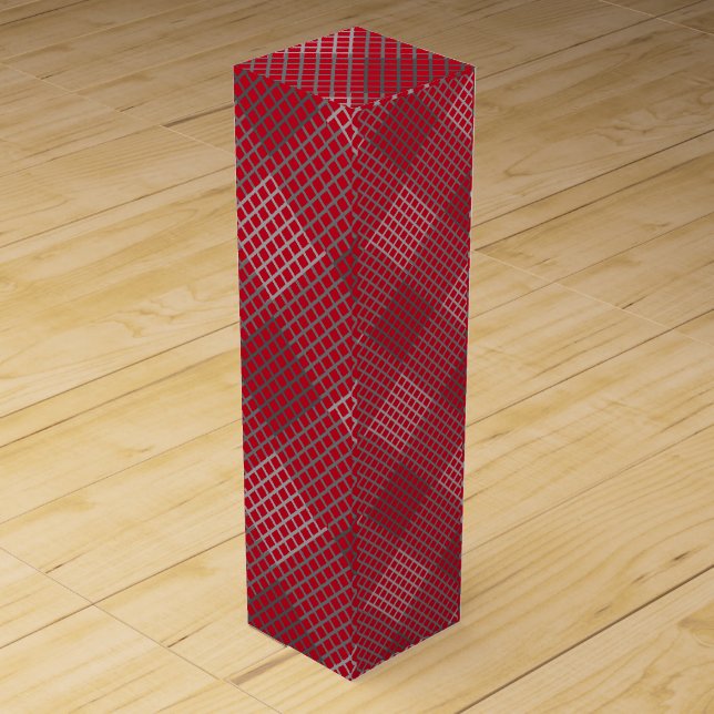 Checker pattern Diagonal 2tn.b Red BG Wine Box (Front)