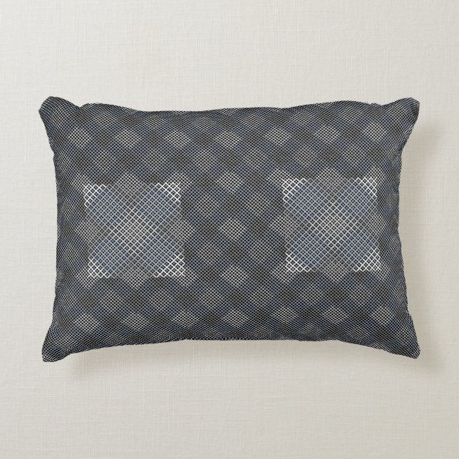Checker pattern diagonal 2tones.bx4x4 BLK BG Accent Pillow (Front)