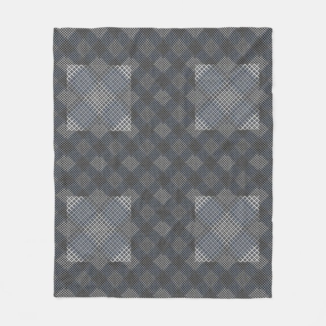 Checker pattern diagonal 2tones.bx4x4 BLK BG Fleece Blanket (Front)