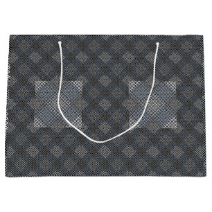 Checker pattern diagonal 2tones.bx4x4 BLK BG Large Gift Bag