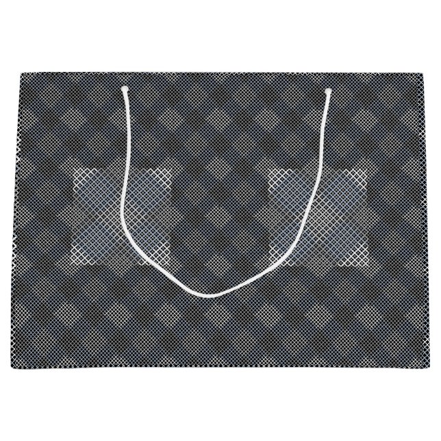 Checker pattern diagonal 2tones.bx4x4 BLK BG Large Gift Bag (Front)