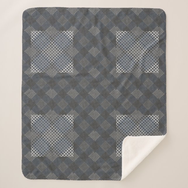 Checker pattern diagonal 2tones.bx4x4 BLK BG Sherpa Blanket (Front)