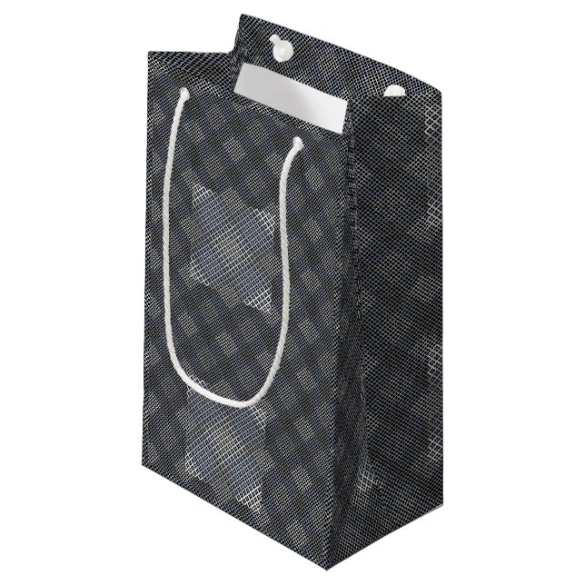 Checker pattern diagonal 2tones.bx4x4 BLK BG Small Gift Bag (Front Angled)