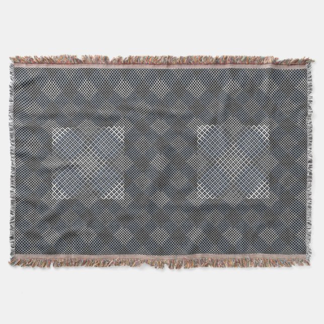 Checker pattern diagonal 2tones.bx4x4 BLK BG Throw Blanket (Front)