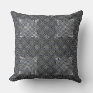 Checker pattern diagonal 2tones.bx4x4 BLK BG Throw Pillow