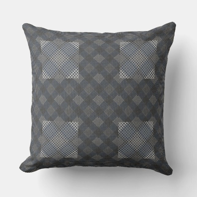 Checker pattern diagonal 2tones.bx4x4 BLK BG Throw Pillow (Front)
