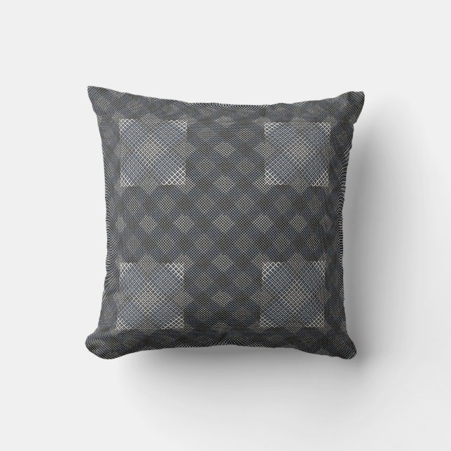 Checker pattern diagonal 2tones.bx4x4 BLK BG Throw Pillow (Front)