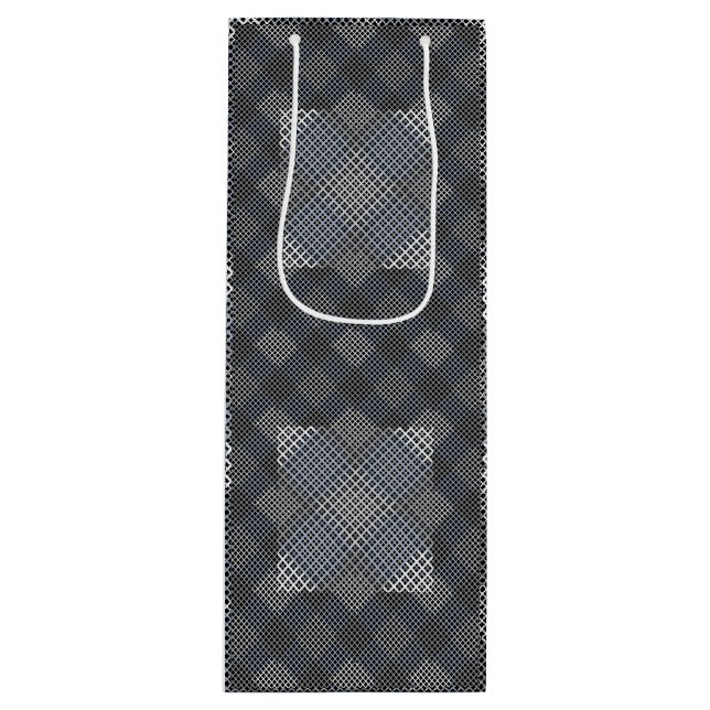 Checker pattern diagonal 2tones.bx4x4 BLK BG Wine Gift Bag (Front)