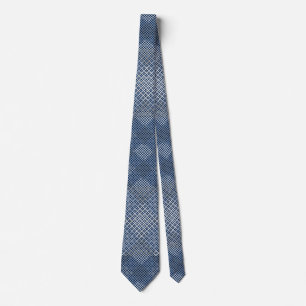 Checker pattern diagonal 2tones.bx4x4 DBlue BG Neck Tie