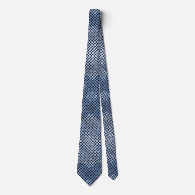 Checker pattern diagonal 2tones.bx4x4 DBlue BG Neck Tie (Front)