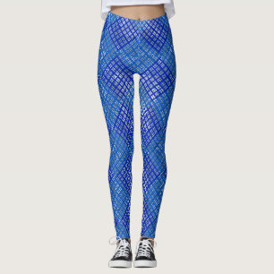 Checker pattern diagonal Blue 02.w Blue BG Leggings