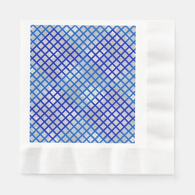 Checker pattern diagonal Blue 02.w LGrey BG Napkins (Front)