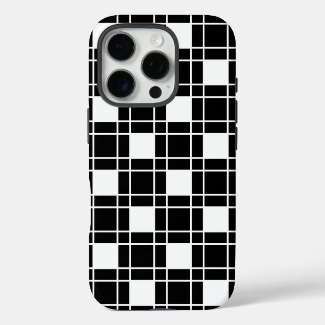 Checker Pattern in Black and White Case-Mate iPhone Case (Back)
