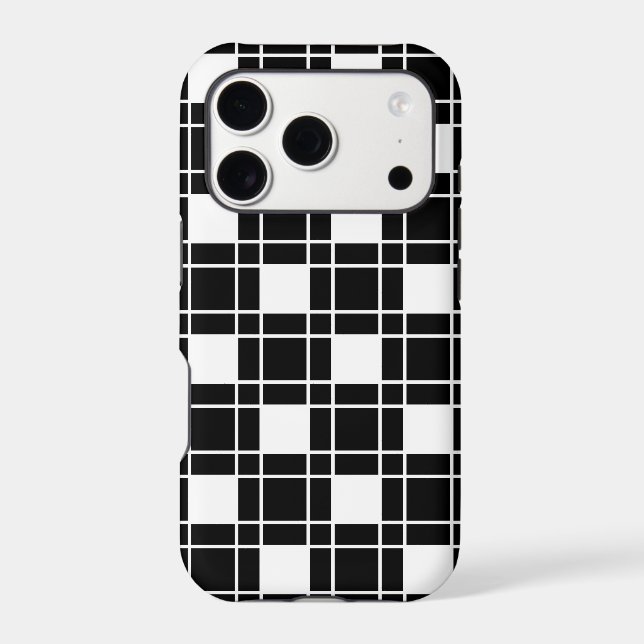 Checker Pattern in Black and White Case-Mate iPhone Case (Back)