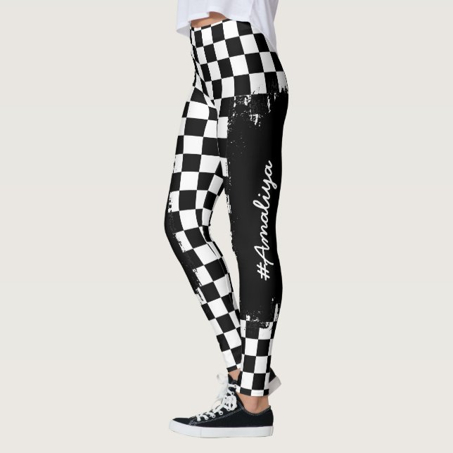 Checker Pattern Leggings -Racing- Sport-women (Left)