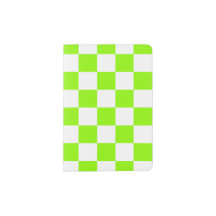Checker Pattern: Lime Green Passport Holder