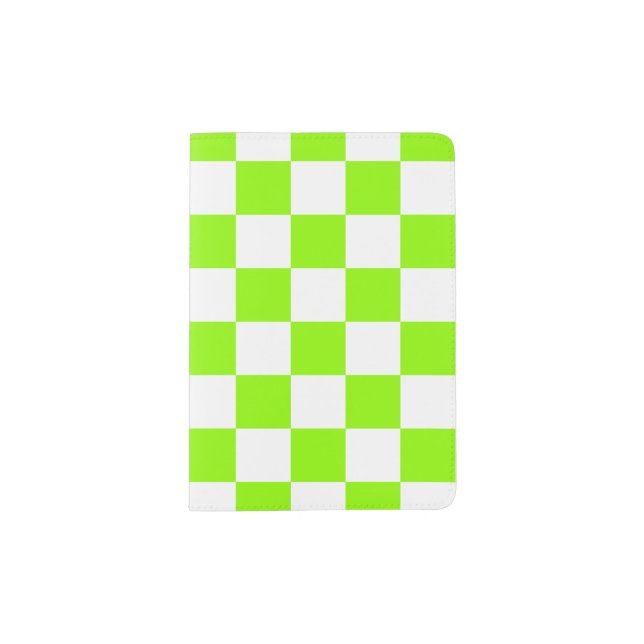 Checker Pattern: Lime Green Passport Holder (Front)