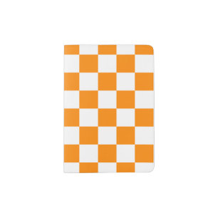 Checker Pattern: Orange Passport Holder