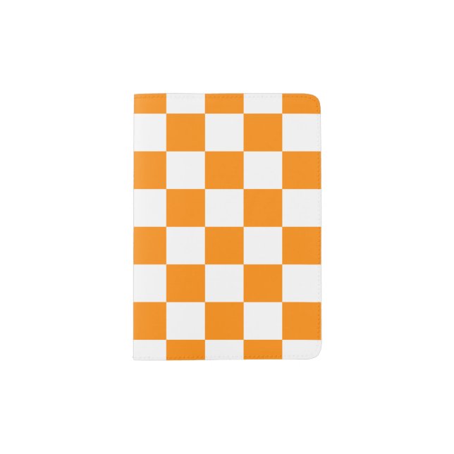 Checker Pattern: Orange Passport Holder (Front)
