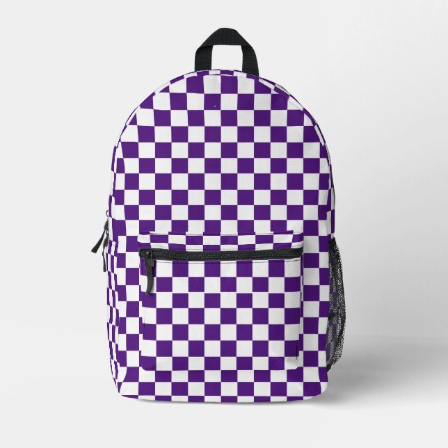 Checker Pattern Printed Backpack (Front)