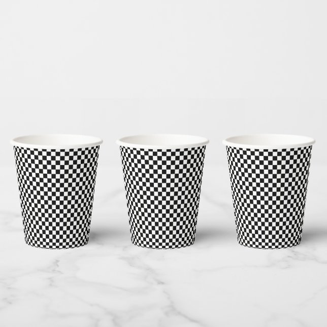 Checker Pattern Race Car Theme Party Paper Cups (Multi)