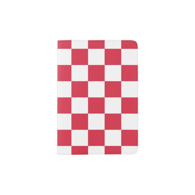 Checker Pattern: Red Passport Holder (Front)