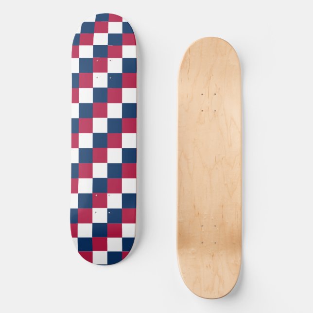 Checker pattern with US flag color Skateboard (Front)