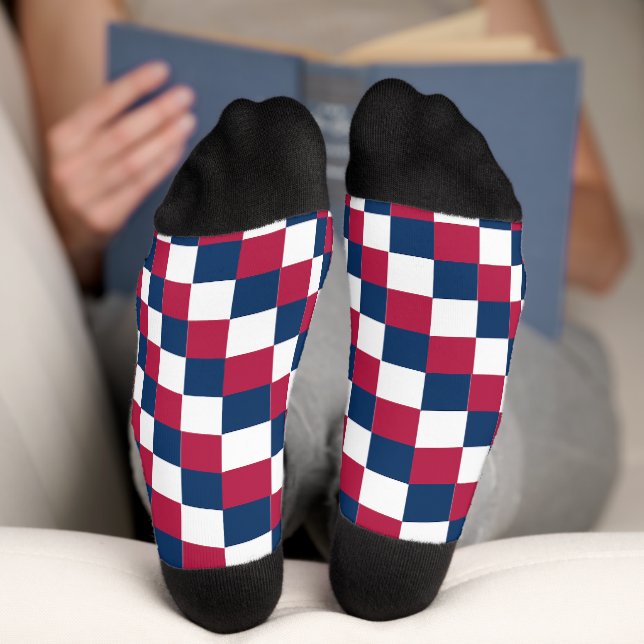 Checker pattern with US flag color Socks (Bottom)