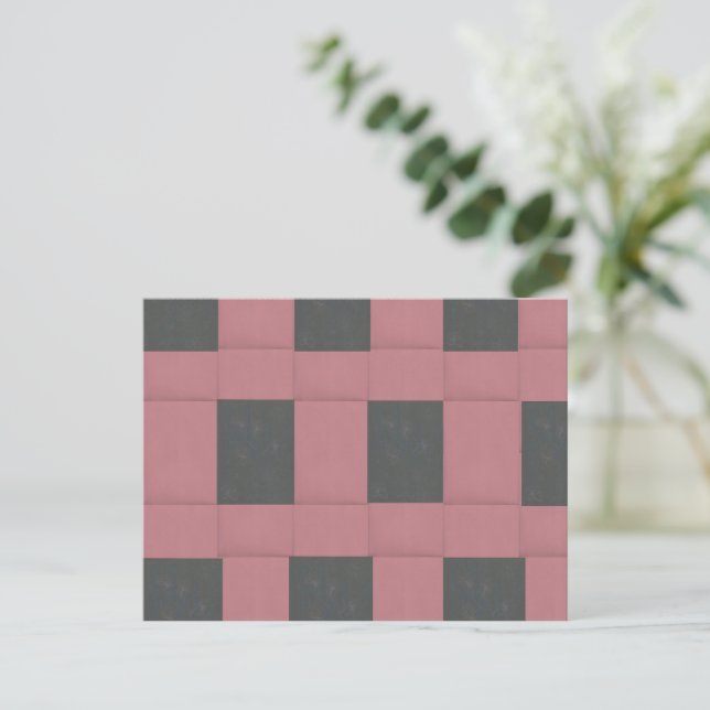 Checker Pink Flower Abstract   Postcard (Standing Front)