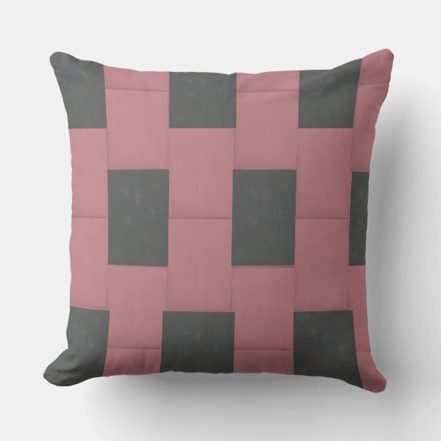 Checker Pink Flower Abstract Throw Pillow (Front)