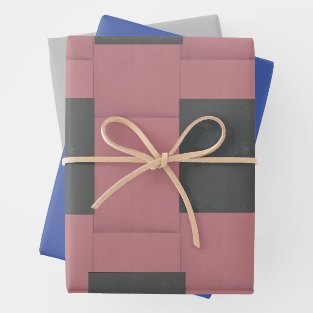 Checker Pink Flower Abstract   Wrapping Paper Sheets (In situ)