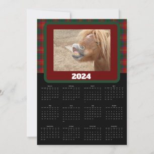 Checker Plaid Red Green Funny Pet Animal Calendar Holiday Card