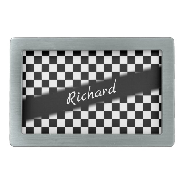 Checker Race Flag Personal Belt Buckle (Front)