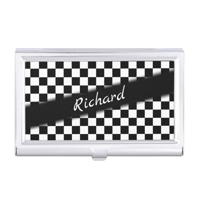 Checker Race Flag Personal Business Card Case (Front)