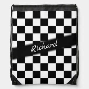 Checker Race Flag Personal Drawstring Bag