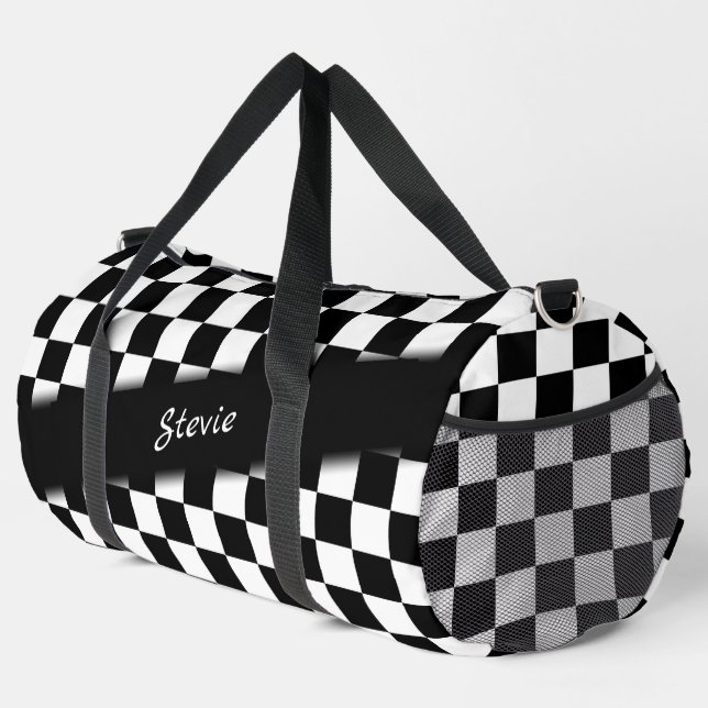 Checker Race Flag Personal Duffle Bag (Right Corner)