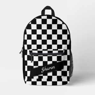 Checker Race Flag Personal Printed Backpack
